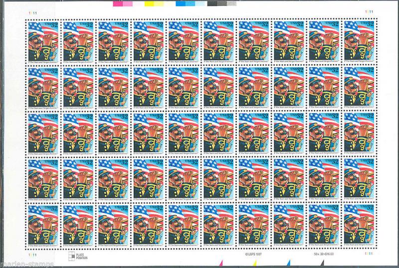 UNITED STATES SCOTT# 3153 STARS AND STRIPES MNH FULL SHEET OF 50 AS SHOWN