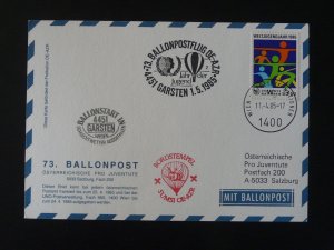 ballonpost OE AZR balloon flight Pro Juventute #73 postcard UNO 1985 (pmk 2)