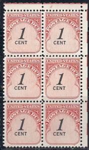 US #J89 1c Block of 6 (MNH) CV $1.80