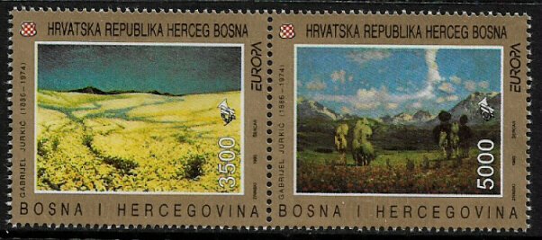 Bosnia, Croat #7 MNH Pair - 1993 Europa Paintings (a)