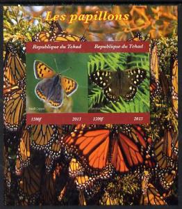 Chad 2015 Butterflies #1 imperf sheetlet containing 2 val...