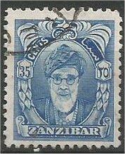 ZANZIBAR, 1952, used 35c, Sultan Khalifa bin Harub Scott 236