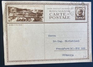 1935 Cluj Romania Postal Stationery Postcard Cover To Frankfurt Germany