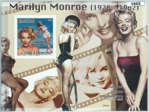 M1602 - S TOME & PRINCIPE, ERROR, 2009, IMPERF SHEET: Marilyn Monroe, Cinema