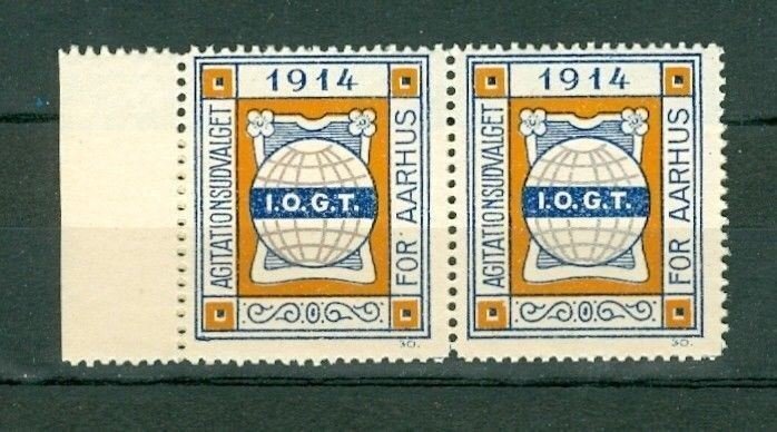 Denmark. Poster Stamp  Pair. With Margin.MNH. IOGT Order Templars 1914 Aarhus