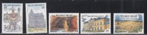 Belgium # 1403-1407, Tourist Attractions, Mint NH, 1/2 Cat.