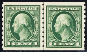 412, Mint VF LH 1¢ Coil Line Pair With PFC Certificate * Stuart Katz