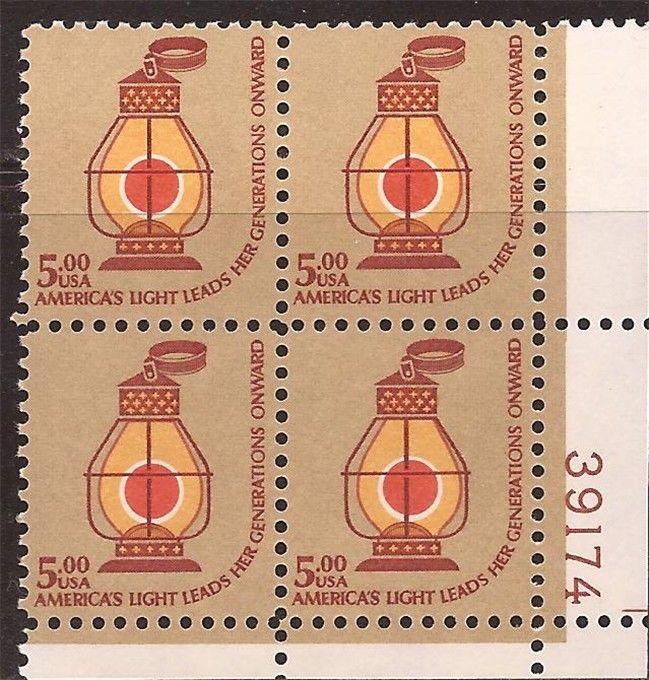 US Stamp - 1979 $5.00 Conductor's Lantern - PB of 4 Stamps #1612