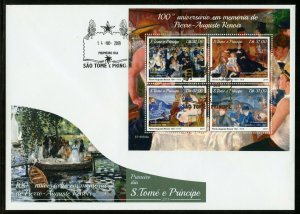 SAO TOME 2019 100th MEMORIAL OF PIERRE-AUGUSTE RENOIR SHEET FDC