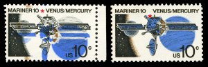 #1557 VAR 10c 1975 EFO Mariner 10 Major Color Shift Errors Mint