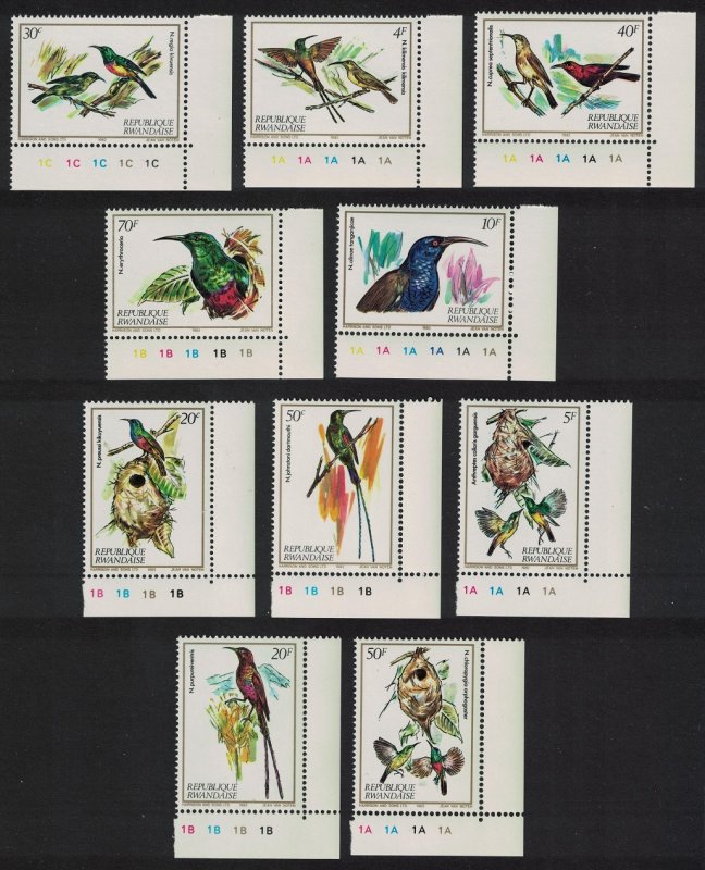 Rwanda Nectar-sucking Birds 10v Corners 1983 MNH SC#1130-1139 SG#1141-1150