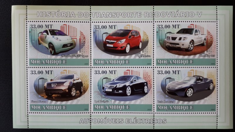 Cars - Electrical - History 5 - Mozambique 2009 - Complete SS + Bl ** MNH