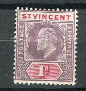 ST.VINCENT; Early 1900s Ed VII issue Mint hinged 1d. value