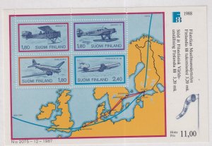 1988  FINLAND  -  SG:MS1152  -  AIRCRAFT- STAMP EXHIBITION  - UNMOUNTED MNT 