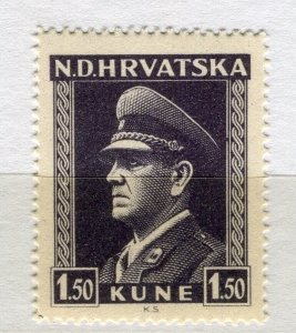 CROATIA; 1943 early Ante Pevelic issue fine MINT MNH unmounted 1.50k. value