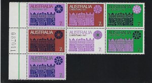 AUSTRALIA SCOTT #508 1971 CHRISTMAS- BLOCK OF 7 -  MINT NEVER HINGED