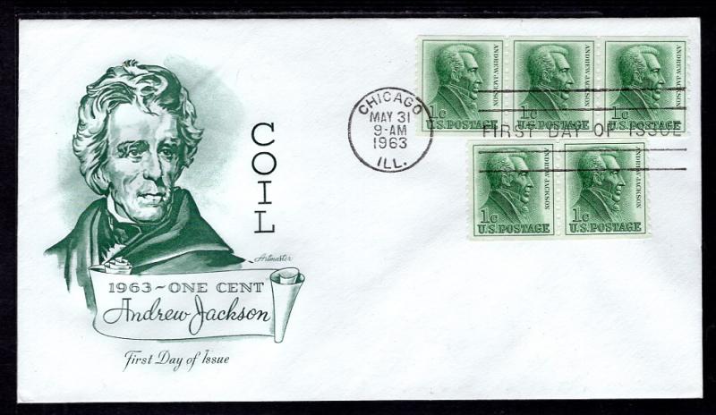 US 1225 Andrew Jackson Coil Artmaster U/A FDC