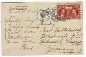 Barbados 1927 G.P.O. cancel on postcard to Germany