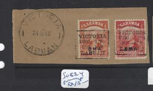 SARAWAK  (P2010B)  BOX LABUAN CANCEL 10c+12 C     SG 133-4   PIECE      VFU