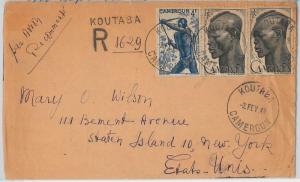 49840 - CAMEROON  -  POSTAL HISTORY: REGISTERED COVER from KOUTABA to  USA 1949