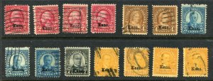 Kans Ovpt  selection 14 stamps total   (Duplication)