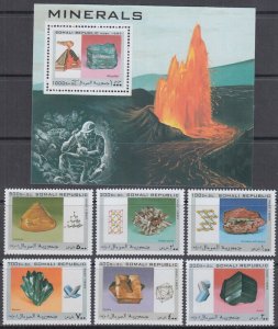 SOMALI REP # 018 CPL MNH SET of 6 + S/S - VARIOUS MINERALS