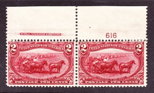 US 286 2c Trans-Mississippi Mint Plate #616 Pair F-VF OG H SCV $60