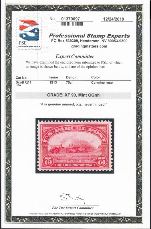 US #Q11 Mint NH w/PSE 90 Cert