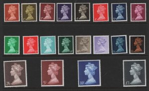 GB 1967 Machin ½d - 1/9d basic set of 16v and 1969 2/6d - £1 um