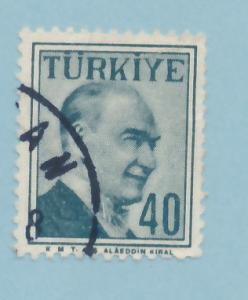 Turkey 1957 Scott 1277 used - 40k, Kemal Ataturk 