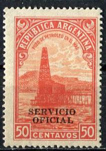 Argentina; 1938: Sc. # O50: */MLH Single Stamp