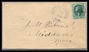 US 1883 Centre Marshfield Mass. Cover Lovely Cover