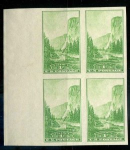 USA SC# 756 El Capitan , Yosemite Park 1c IMPERF Margin Block of 4 MNH NGAI