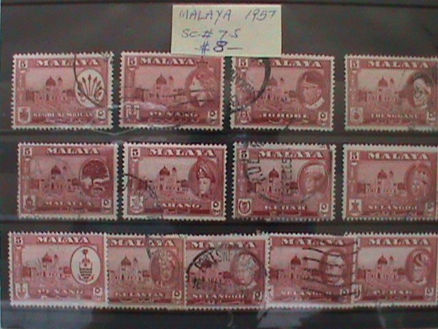 ​MALAYSIA STAMPS: 1957 SC#75-VERY OLD USED SETS STAMP. VERY RARE