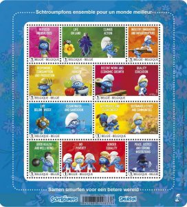 Belgium 2025 MNH Stamps Mini Sheet The Smurfs Cartoon Health Fruits Police