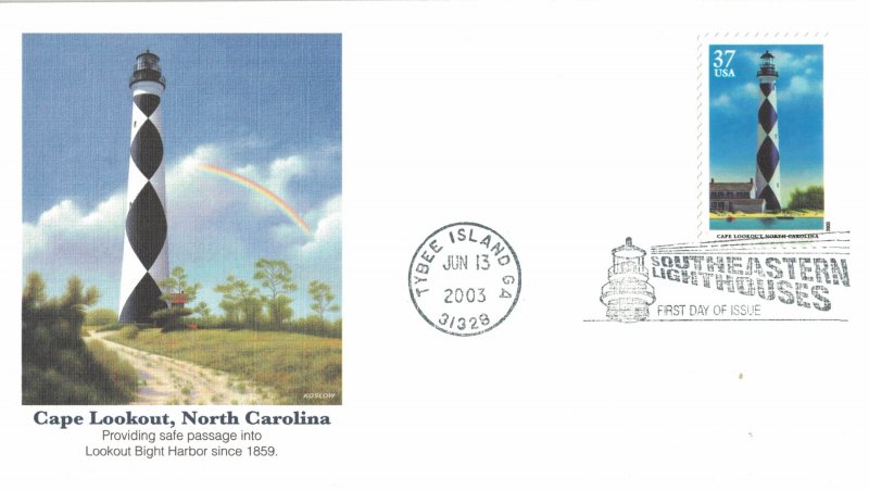 2003 FDC, #3787-3791, 377 Southeastern Lighthouses, Fleetwood (5)