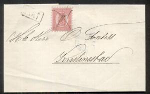 FINLAND 1873, 40 pen roulette I cover to Kristinestad, blue Uleaborg cancel