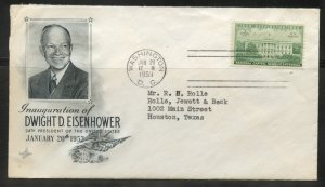 United States Scott 990 Eisenhower Inauguration Cover