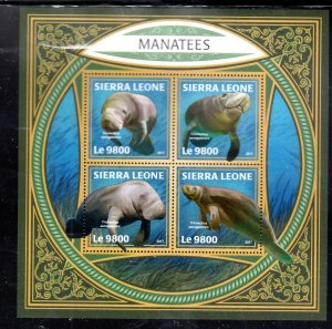 SIERRA LEONE #4588 2017 MANATEES MINT VF NH O.G M/S4