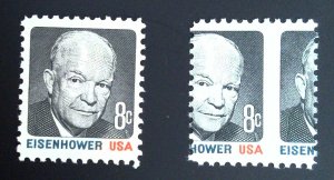 Scott #1394 - 8c Black, red & blue gray - Eisenhower - Perf Shift - MNH - 1971