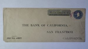 1865 #U71 24c Wells Fargo Express Bank CA Gold Hill Agency Virginia NV Wax Seal