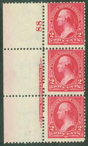 EDW1949SELL : USA 1895 Sc#265 Mint PL # Strip of 3 w/ PO Fresh NH gum. Cat $275