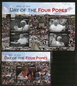CLOSEOUT SPECIAL LIBERIA DAY OF FOUR POPES SHEET & S/S MINT NEVER HINGED