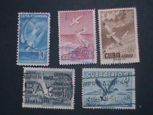 ​CUBA-LARGE PICTORIAL CUBA BIRDS ON VERY OLD CUBA USED STAMP-VERY FINE