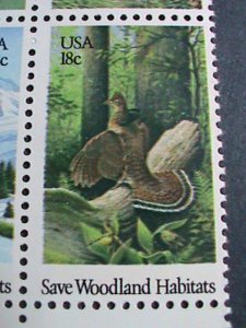 ​UNITED STATES -1981 SC#1924a PRESERVATION OF WILDLIFE HIBITATS -MNH BLOCK-VF