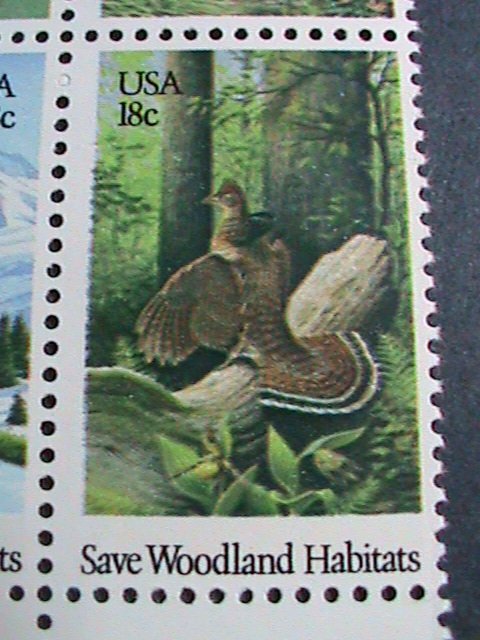​UNITED STATES -1981 SC#1924a PRESERVATION OF WILDLIFE HIBITATS -MNH BLOCK-VF