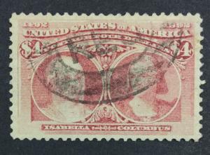 US #244 $4 COLUMBIAN USED VF $1,100 LOT #335