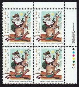 Christmas * Santa AUSTRALIA * Canada 1993 #1501 MNH UR Block of 4 CV$10