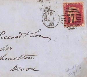 D112 1857 GB POSTMARKS *Cresswell* London *77* Experimental Duplex 1d Star Cover