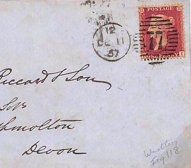 D112 1857 GB POSTMARKS *Cresswell* London *77* Experimental Duplex 1d Star Cover